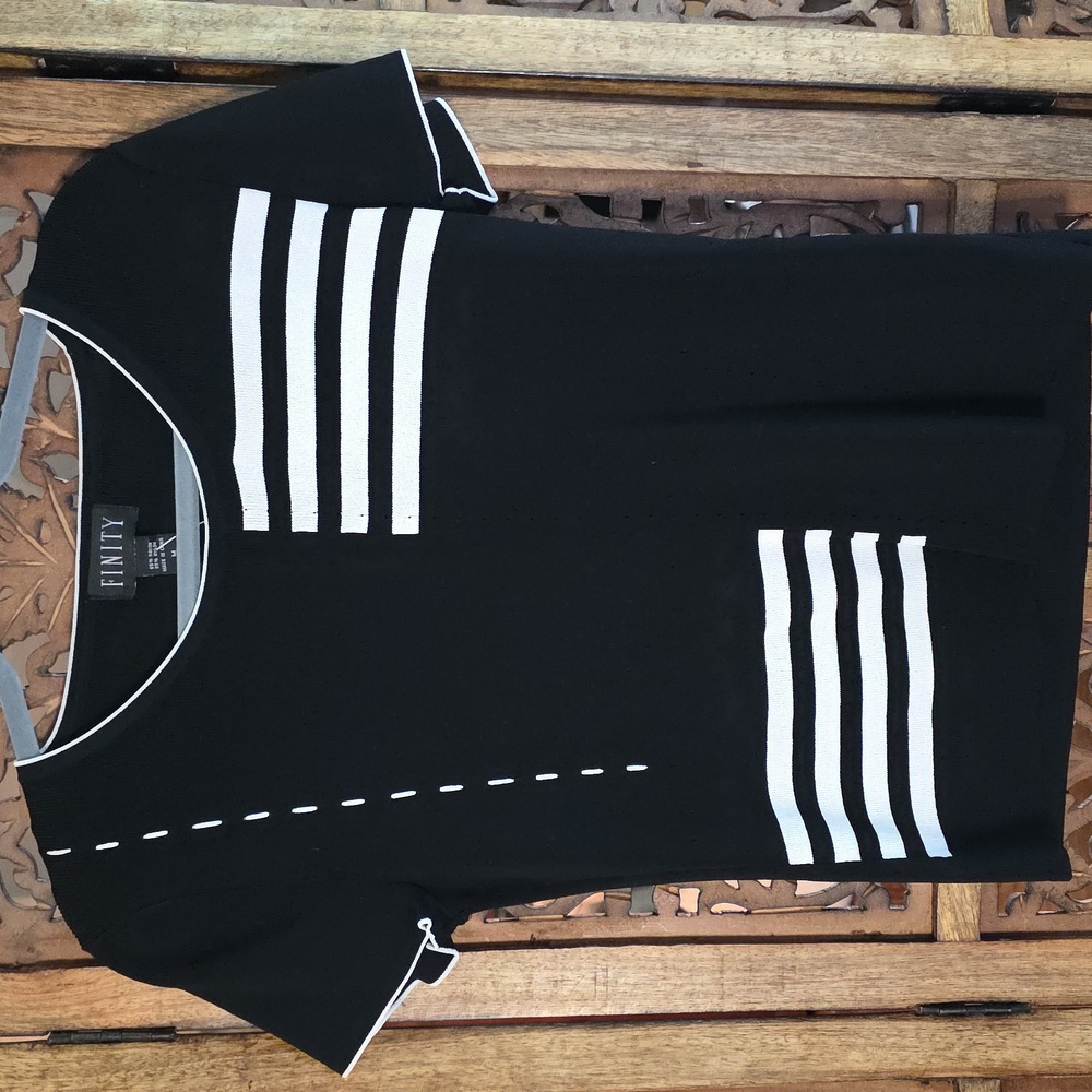 Finity Black and White Striped Top